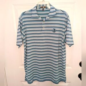 Peter Millar Polo Shirt Men's Medium Blue Striped Summer Comfort SNEDS Tour